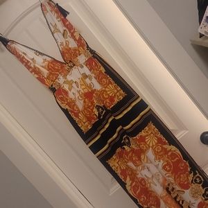 Maxi dress orange and black large